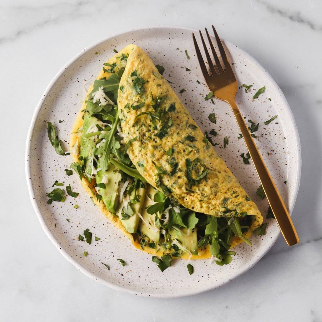 Tortilla de aguacate para el desayuno de la aplicación FitOn